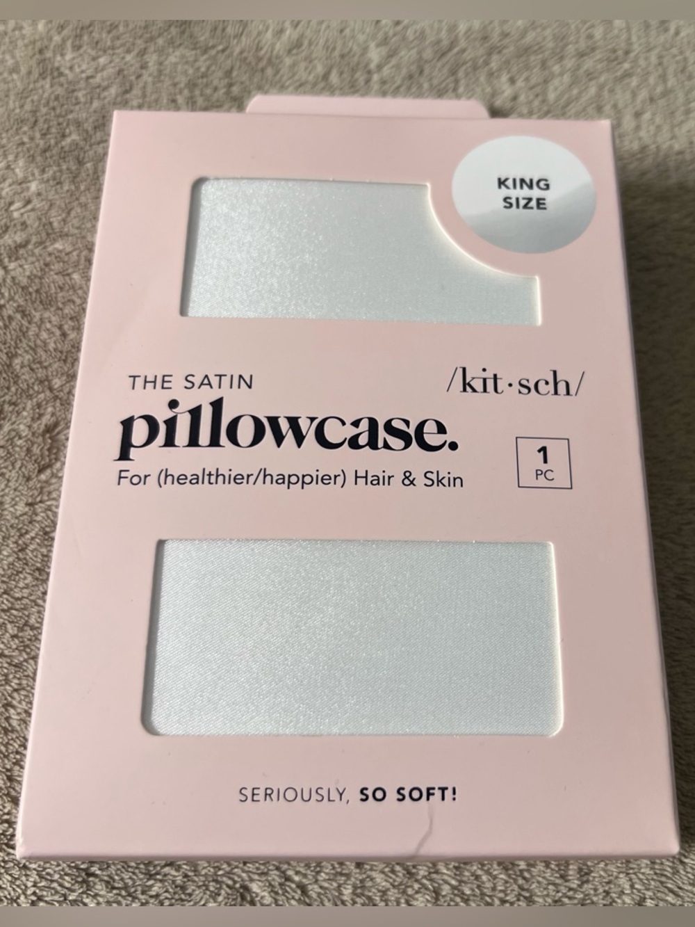 NIB Kitsch Ivory Satin Pillowcase King Size New